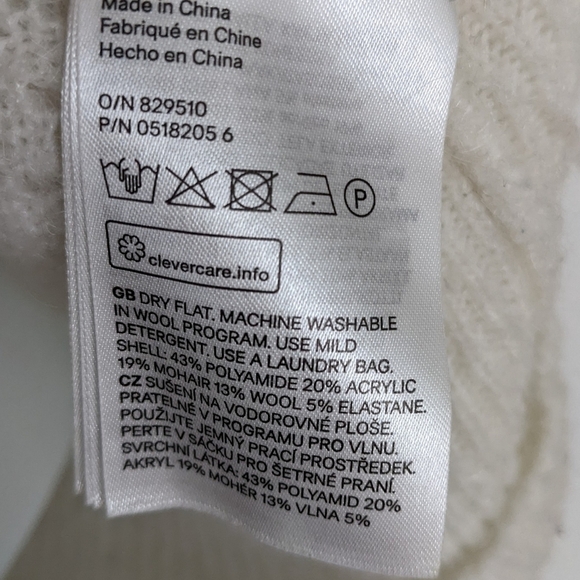 H&m cream white sheer see through knit wool blend sweater Large @W - Picture 5 of 7